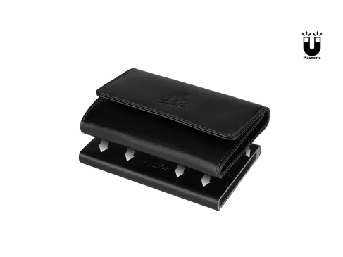 Porta-Cartões em Pele e Alumínio Anti-RFID com Porta-moedas