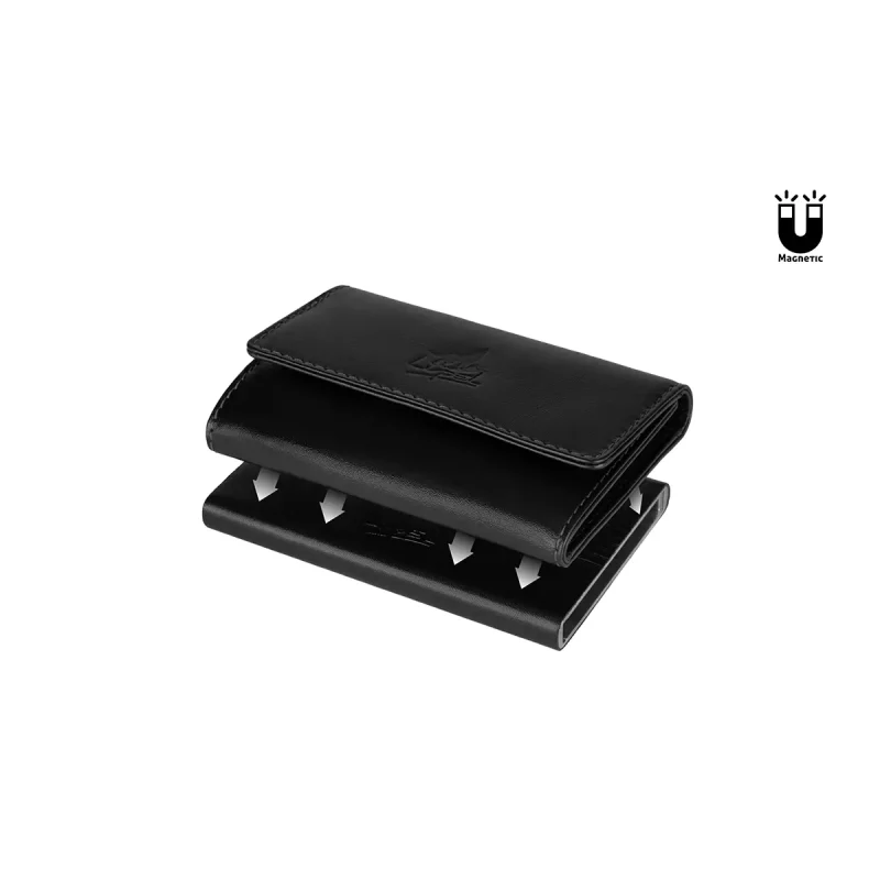 Porta-Cartões em Pele e Alumínio Anti-RFID com Porta-moedas