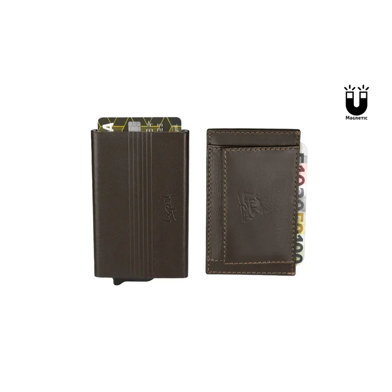 Porta-Cartões Metálico Anti-RFID e Porta-Moedas em Pele - Image 2