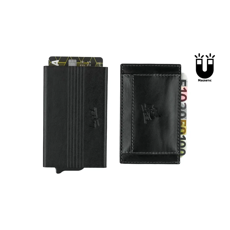 Porta-Cartões Metálico Anti-RFID e Porta-Moedas em Pele - Image 5